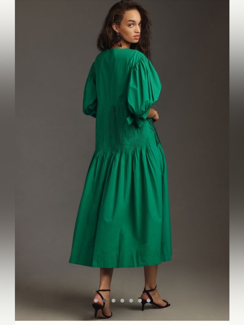 Maeve Pintuck Tie-Sleeve Midi Dress - Picture 2 of 3